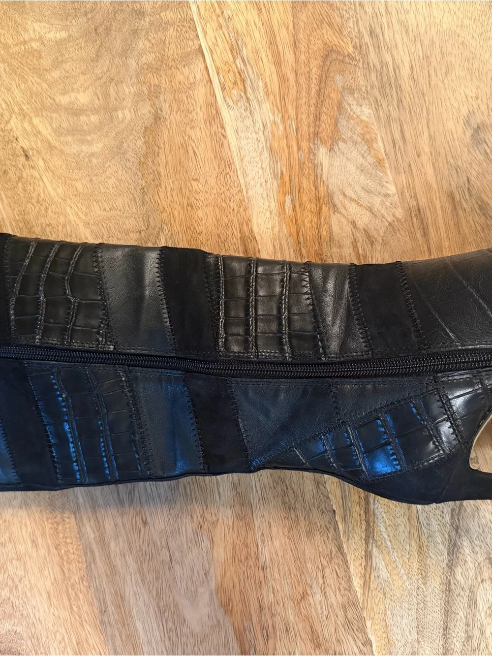 Vince Camuto Black Croc-Embossed & Suede Over-the-Knee Stiletto Boots